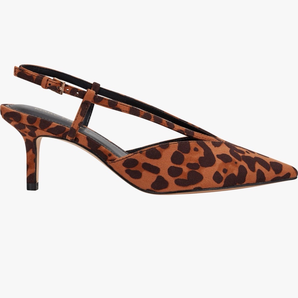 Marc Fisher Wishbone Leopard Print Slingback kitten Heels